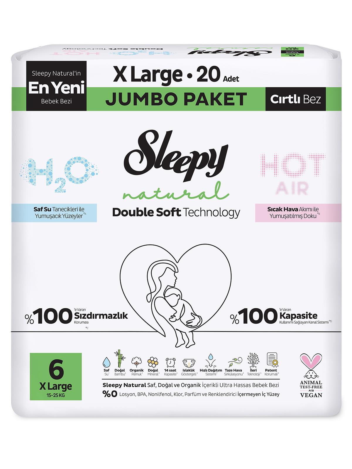 Sleepy Natural Double Soft Jumpo Paket XL 6 Beden 20 Adet