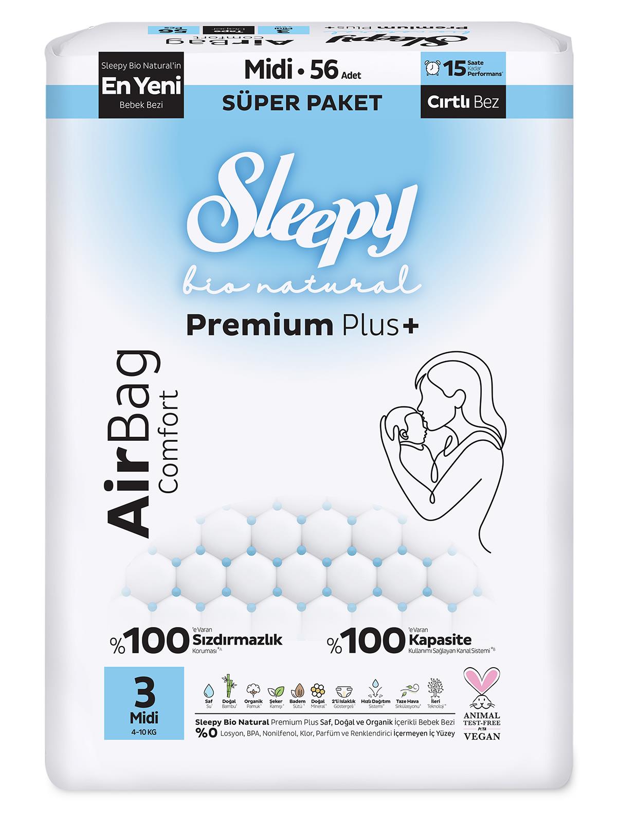 Sleepy Bio Natural Airbag Bebek Bezi 3 Numara Mdi 56 Adet
