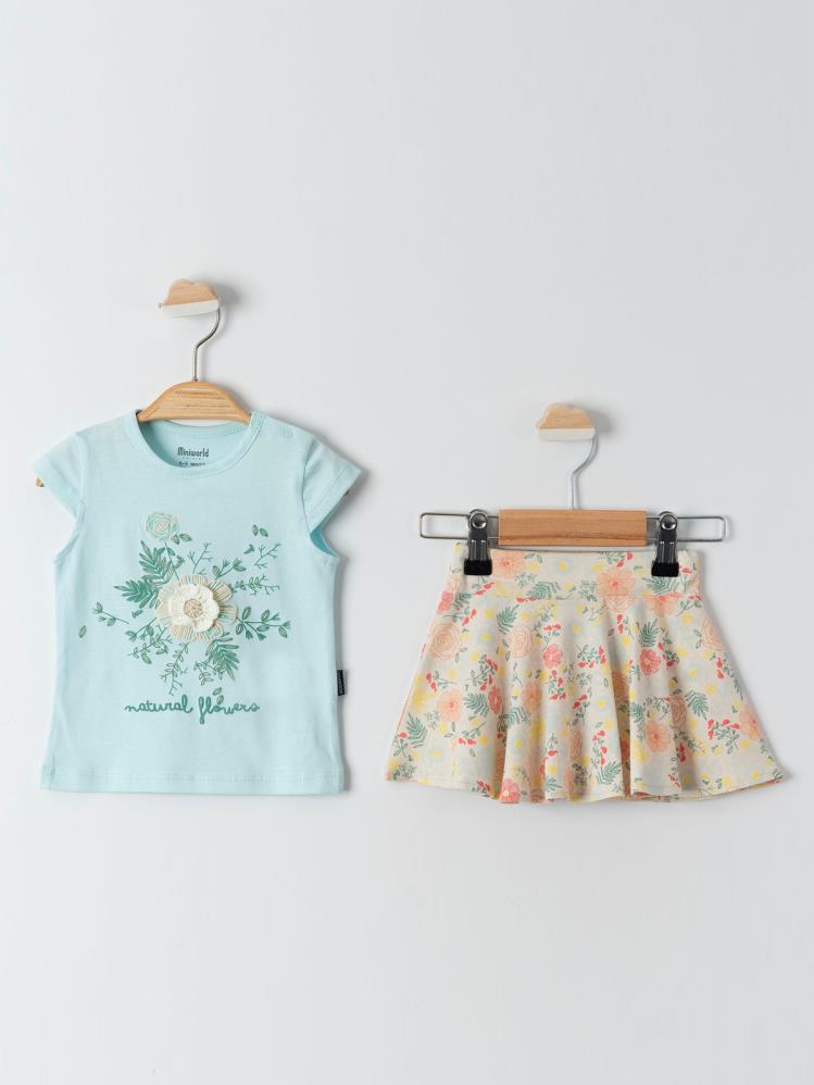 Miniworld Naturel Çiçekli 6-18 Ay Takım - Yeşil