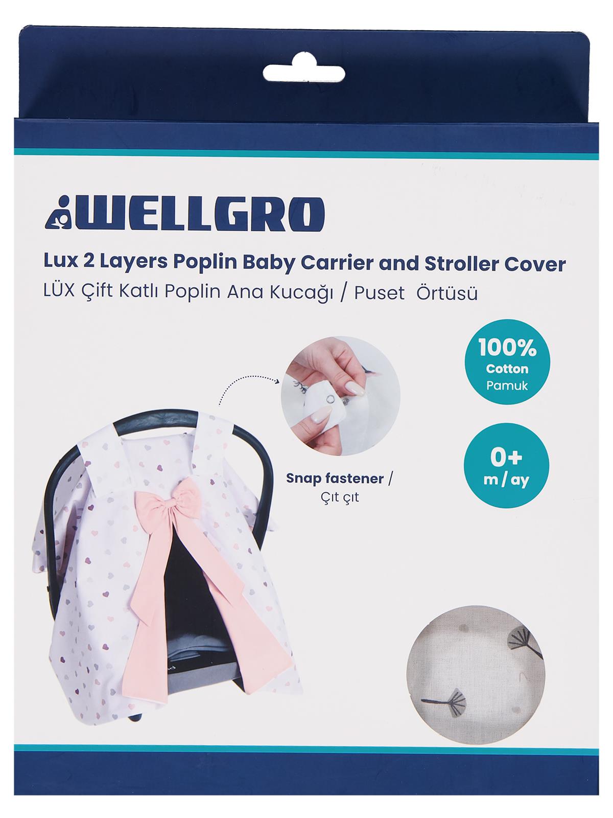 Wellgro Lüks Çift Katlı Poplin Puset Örtüsü - Gri