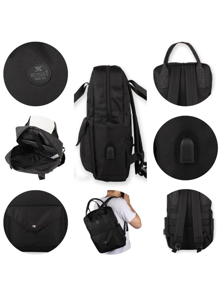 My Valice Smart Bag Post Usb Şarj Girişli Sırt Çantası - Siyah