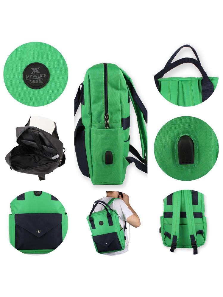 My Valice Smart Bag Post Usb Şarj Girişli Sırt Çantası - Yeşil