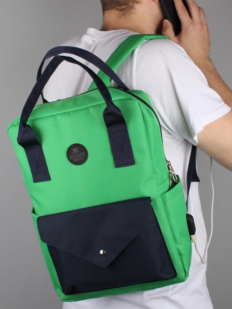 My Valice Smart Bag Post Usb Şarj Girişli Sırt Çantası - Yeşil
