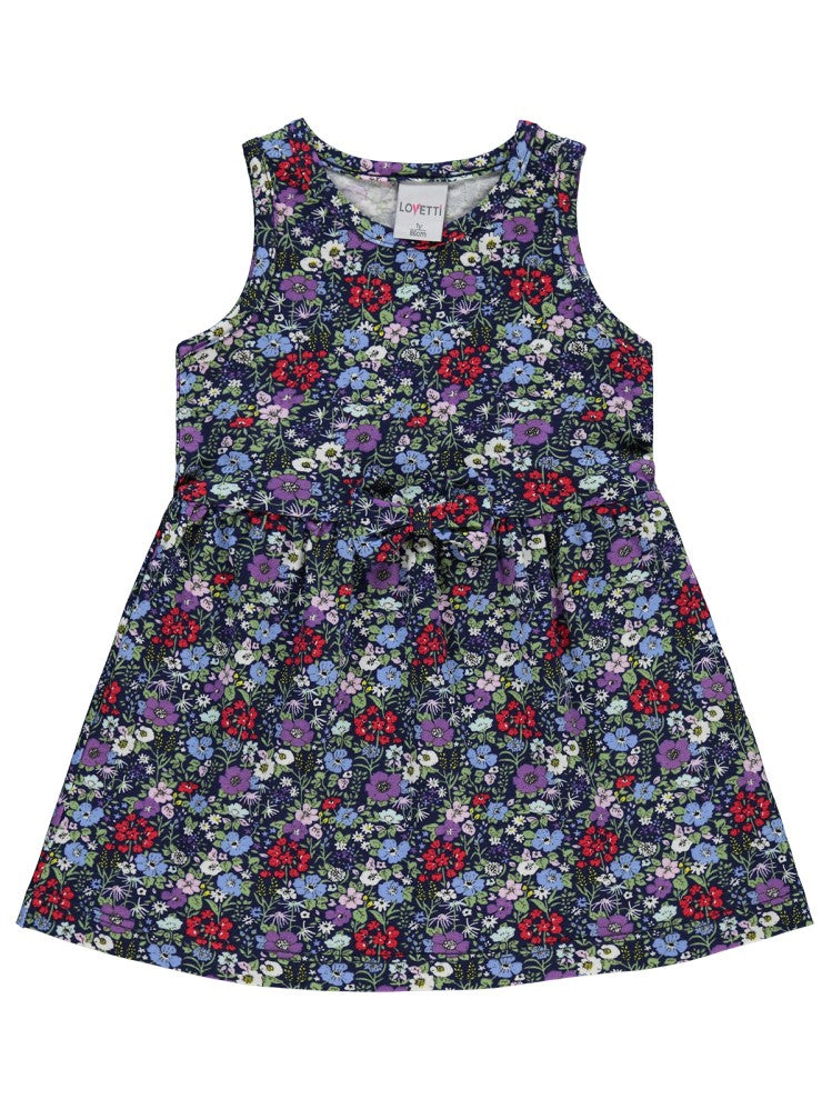 Lovetti Cottage Garden Desen Kolsuz 1-4 Yaş Elbise - Lacivert