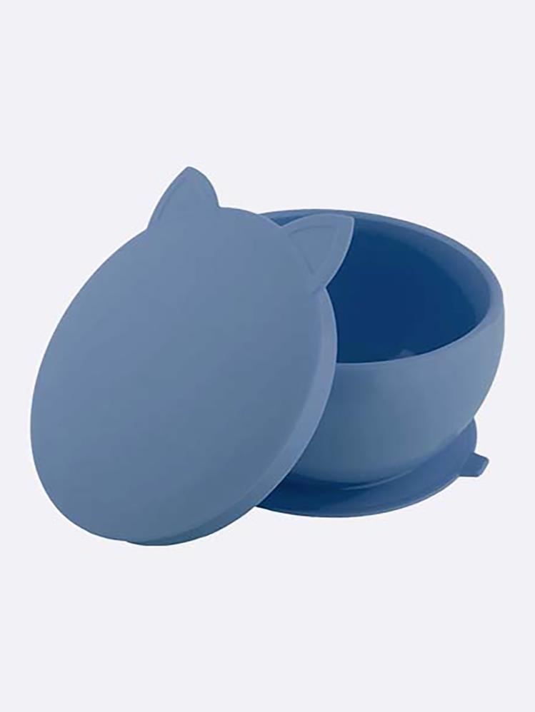 Pandish KitTen Vakum Tabanlı Kapaklı Silikon Kase - Mavi