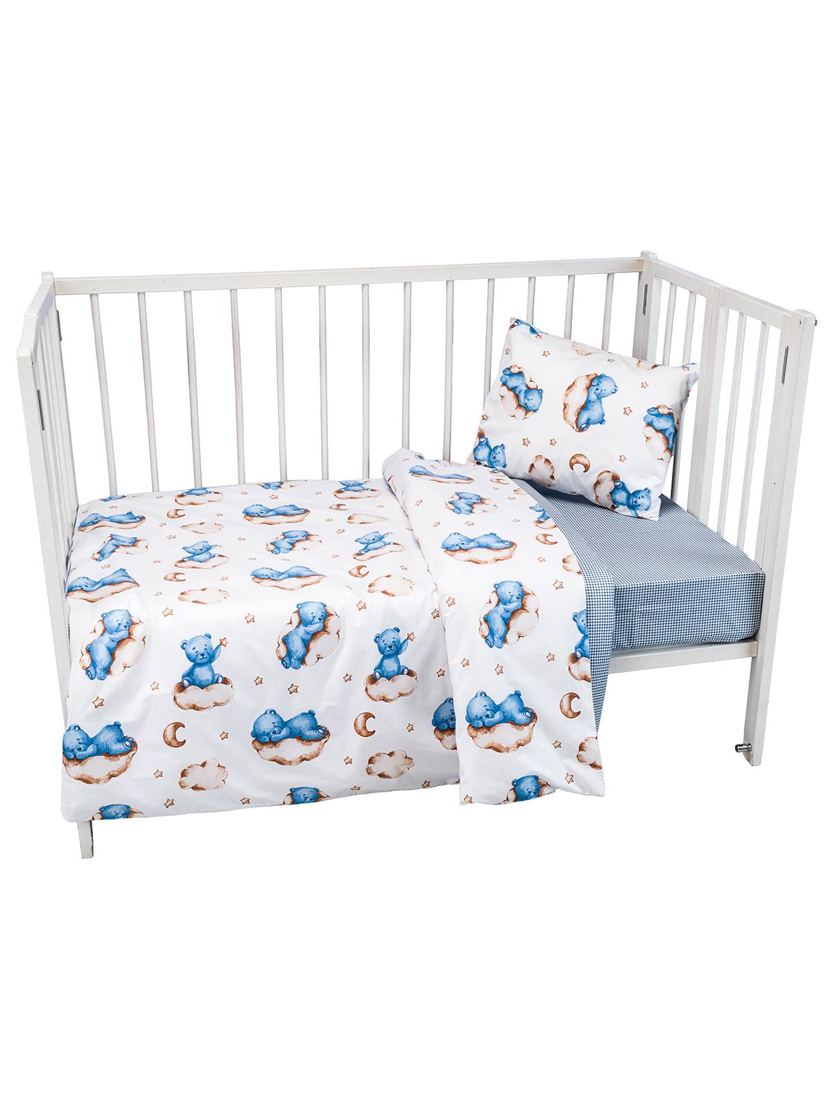 Aras Bebe Pamuk Nevresim Takım - Mavi