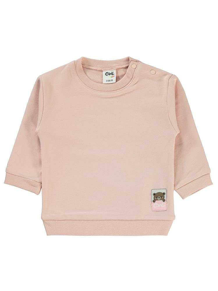 Civil Baby Basic Arma Etiketli 6-18 Ay Sweatshirt - Pudra