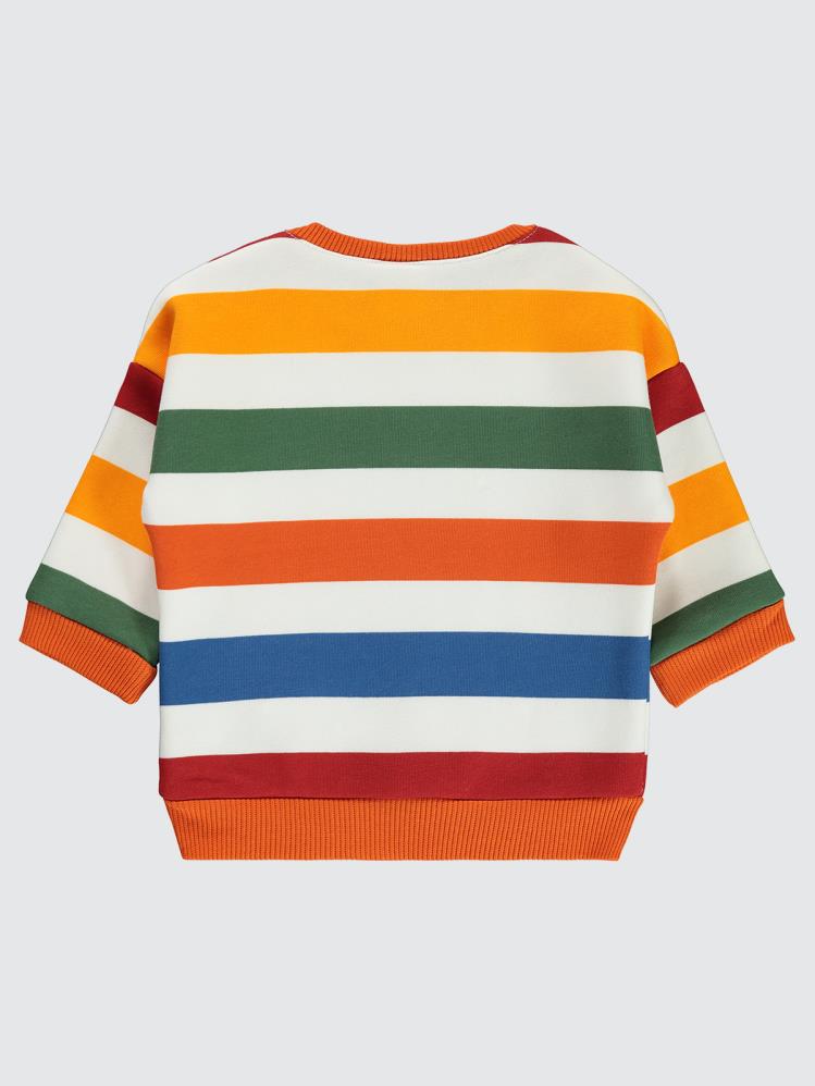 Civil Baby Renkli Çizgi Dino Etiketli 6-18 Ay Sweatshirt - Turuncu