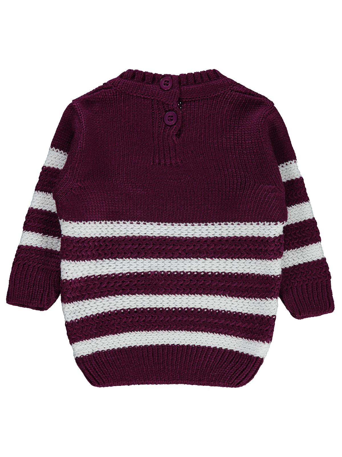 Civil Baby Triko Çizgili 6-18 Ay Kazak - Lila