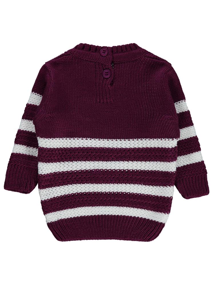 Civil Baby Triko Çizgili 6-18 Ay Kazak - Lila