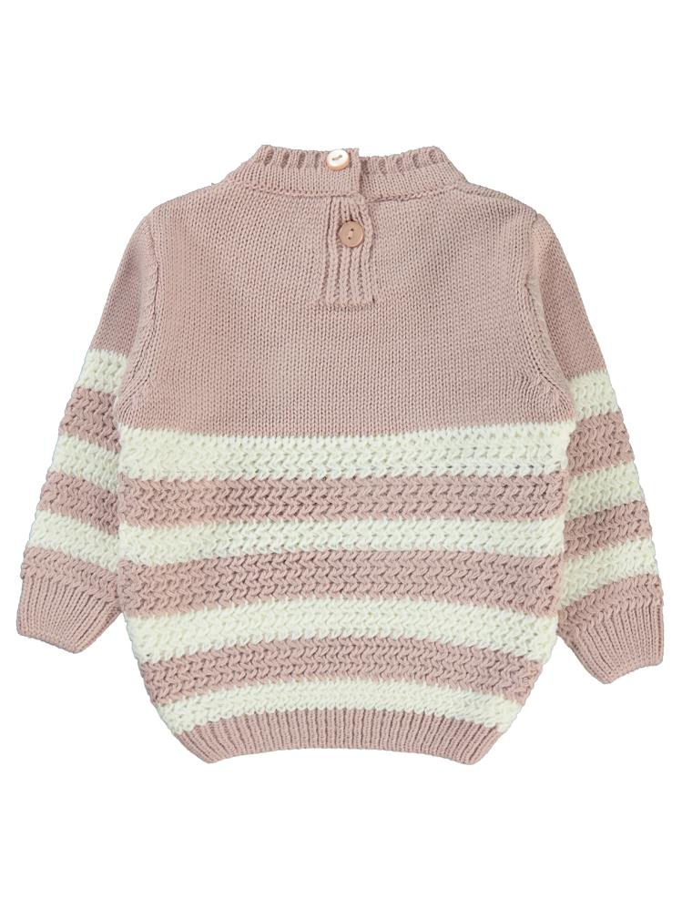 Civil Baby Triko Çizgili 6-18 Ay Kazak - Pudra