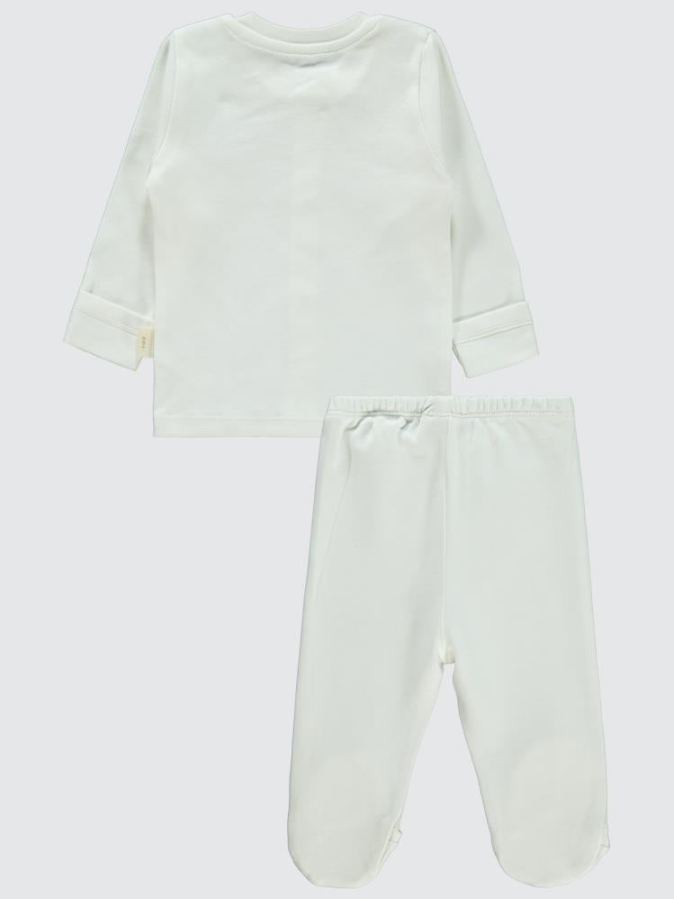 Civil Baby Organik Pamuklu 0-6 Ay Bebe Pijama Takımı - Ekru