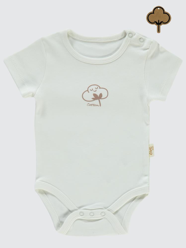 Civil Baby Organik Pamuklu K Kol 0-18 Ay Çıtçıtlı Badi - Ekru