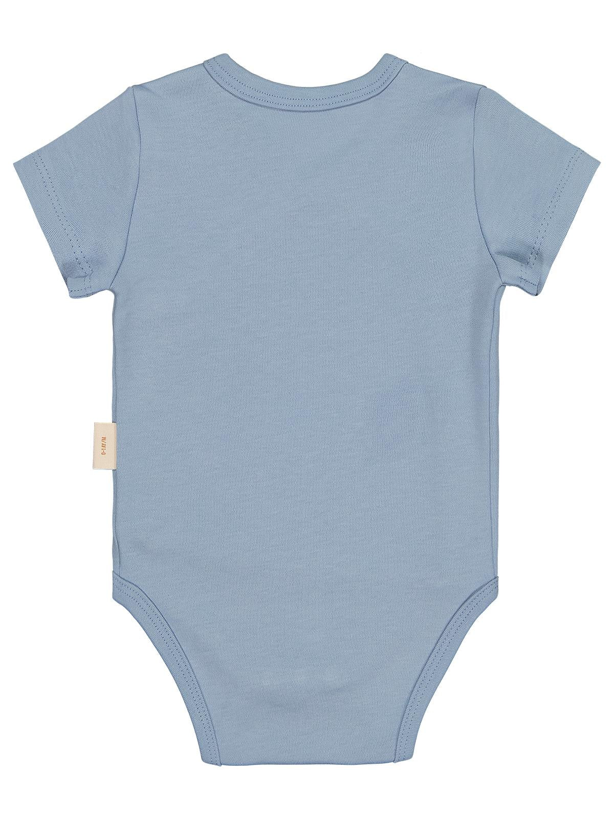 Civil Baby Organik Pamuklu Kruvaze 0-3 Ay Çıtçıtlı Badi - Mavi