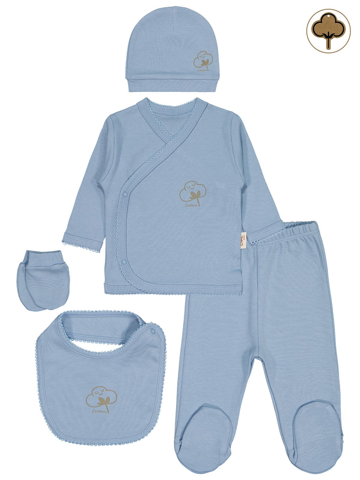 Civil Baby Organik Pamuklu 5 Li Zıbın Takımı - Mavi