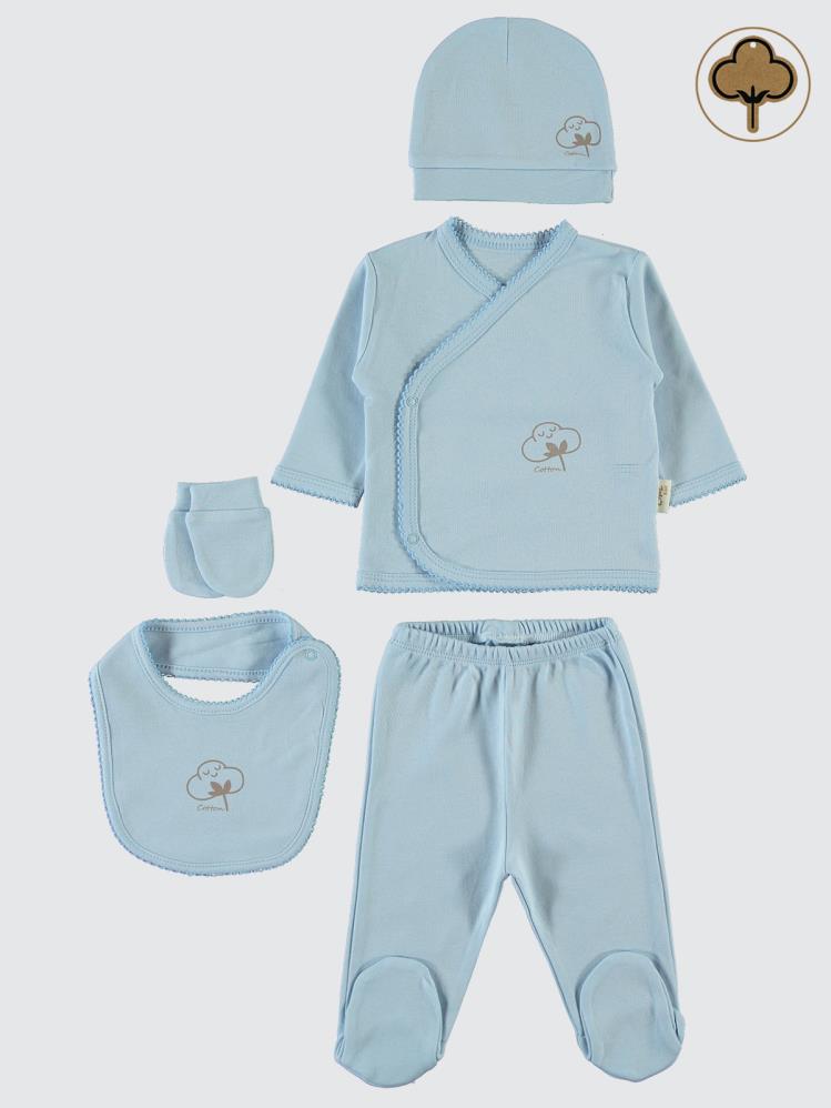 Civil Baby Organik Pamuklu 5 Li Zıbın Takımı - Mavi