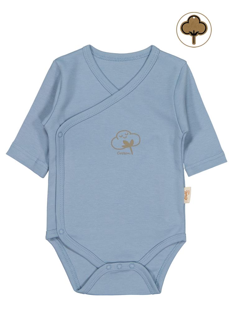 Civil Baby Organik Pamuklu Kruvaze 0-6 Ay Çıtçıtlı Badi - Mavi