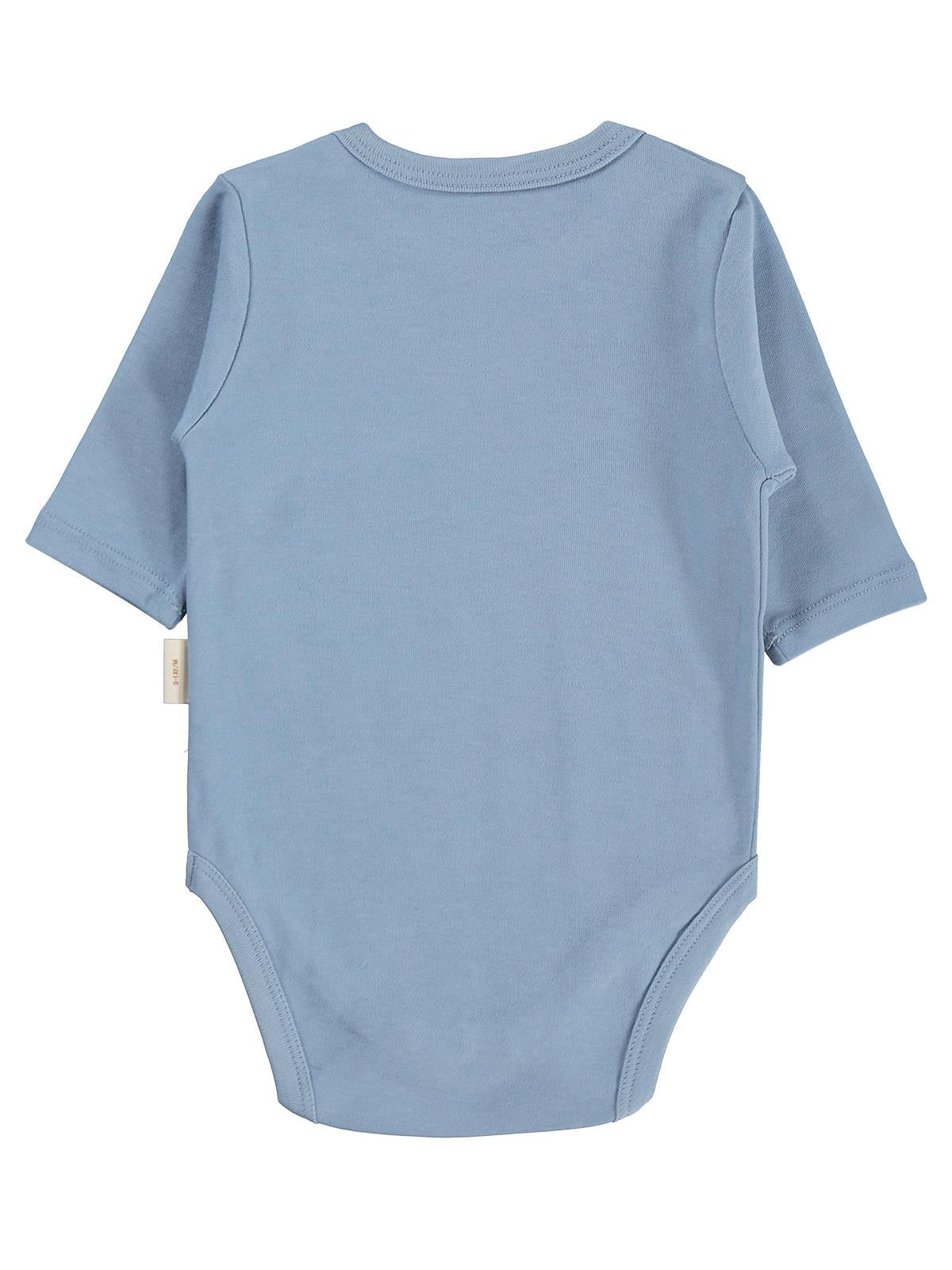 Civil Baby Organik Pamuklu U Kol 0-18 Ay Çıtçıtlı Badi - Mavi