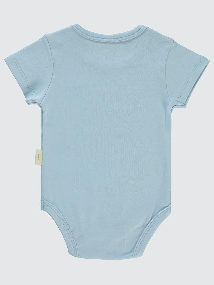 Civil Baby Organik Pamuklu K Kol 0-18 Ay Çıtçıtlı Badi - Mavi