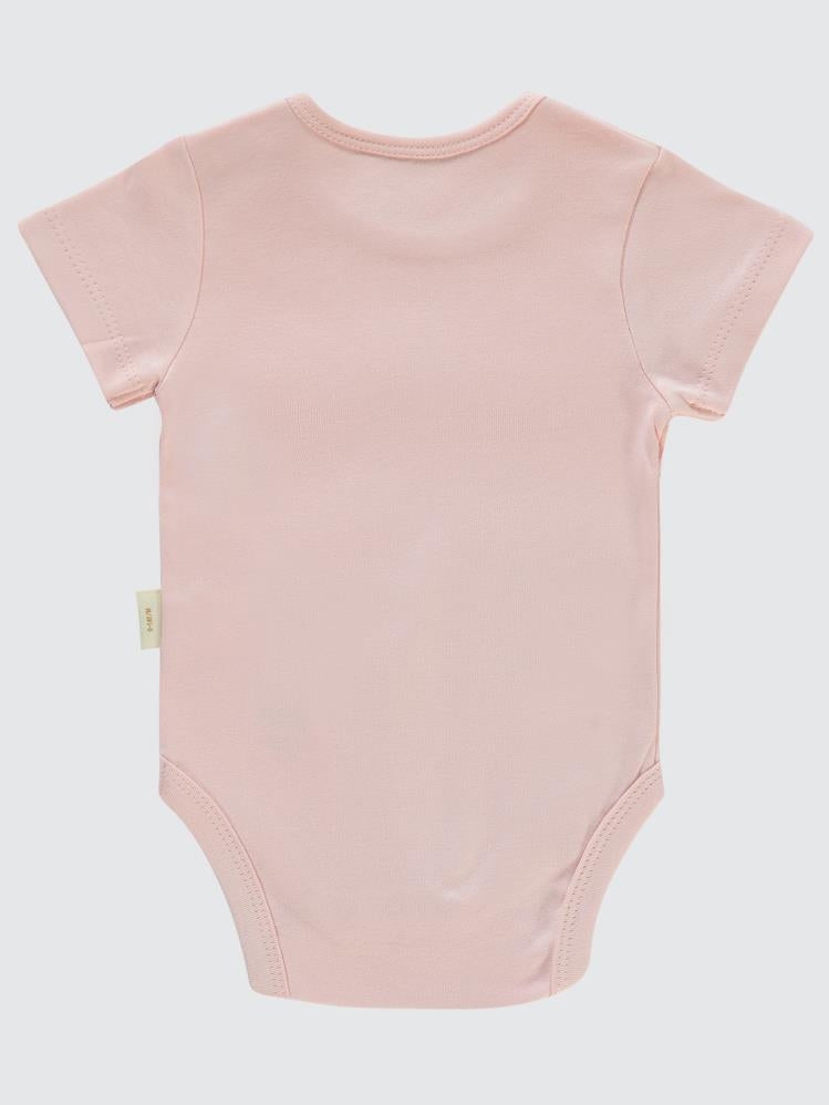 Civil Baby Organik Pamuklu K Kol 0-18 Ay Çıtçıtlı Badi - Pembe