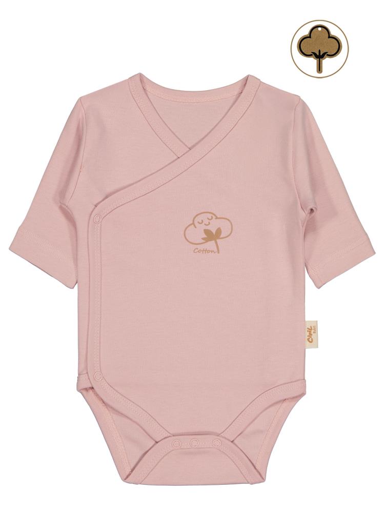 Civil Baby Organik Pamuklu Kruvaze 0-6 Ay Çıtçıtlı Badi - Pembe