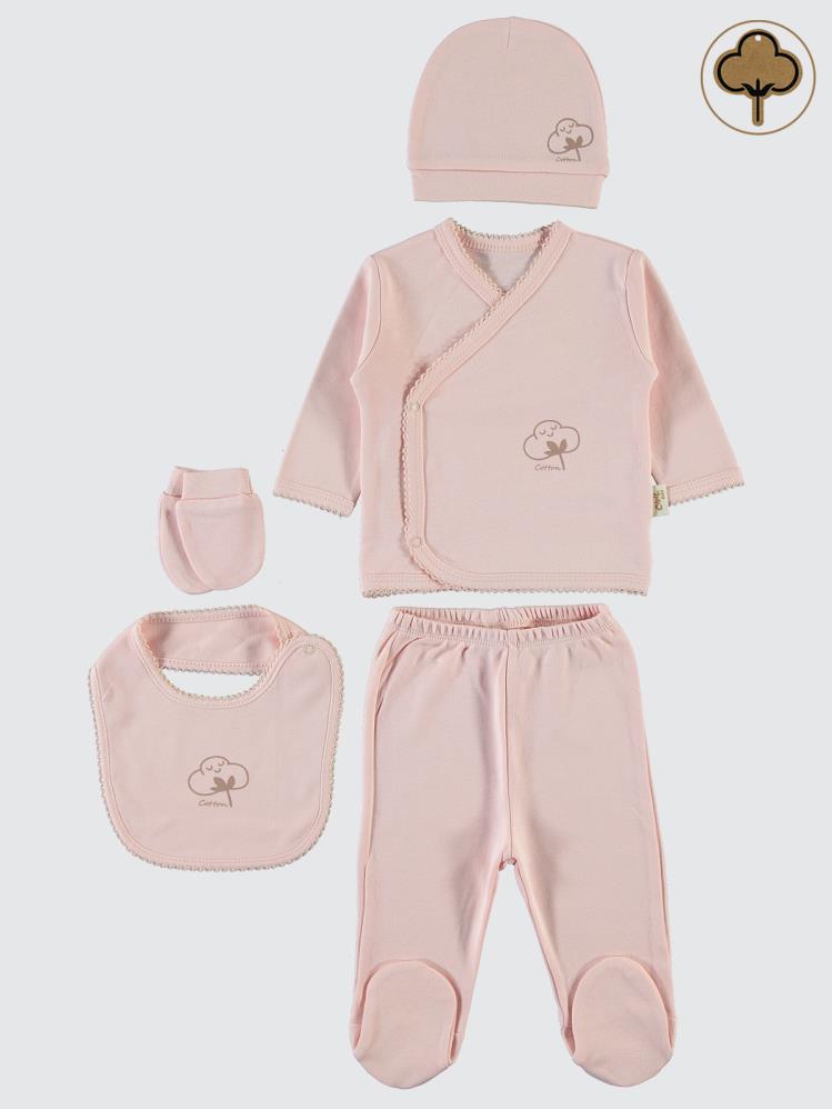 Civil Baby Organik Pamuklu 5 Li Zıbın Takımı - Pembe