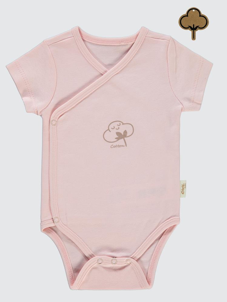 Civil Baby Organik Pamuklu Kruvaze 0-3 Ay Çıtçıtlı Badi - Pembe