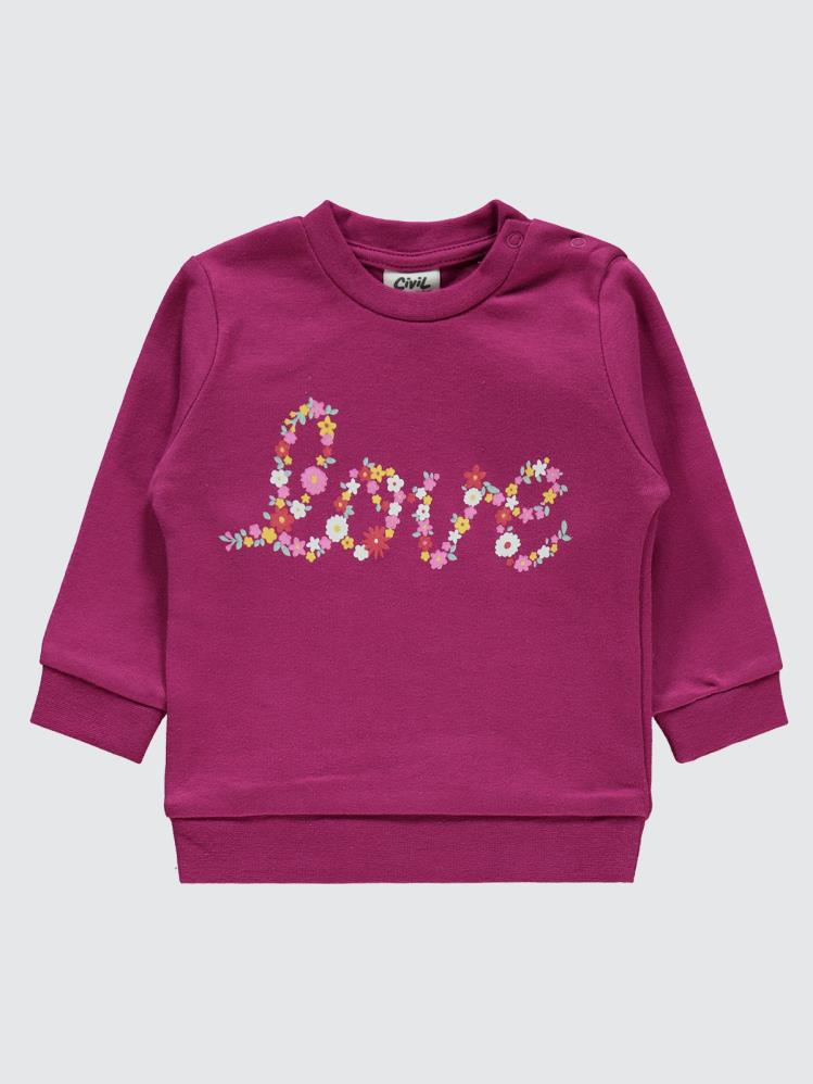 Civil Baby Çiçek Love Baskılı 6-18 Ay Takım - Lila