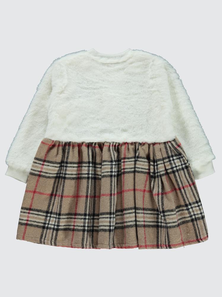 Civil Baby Pelüş Kedi Nakışlı 9-18 Ay Elbise - Bej