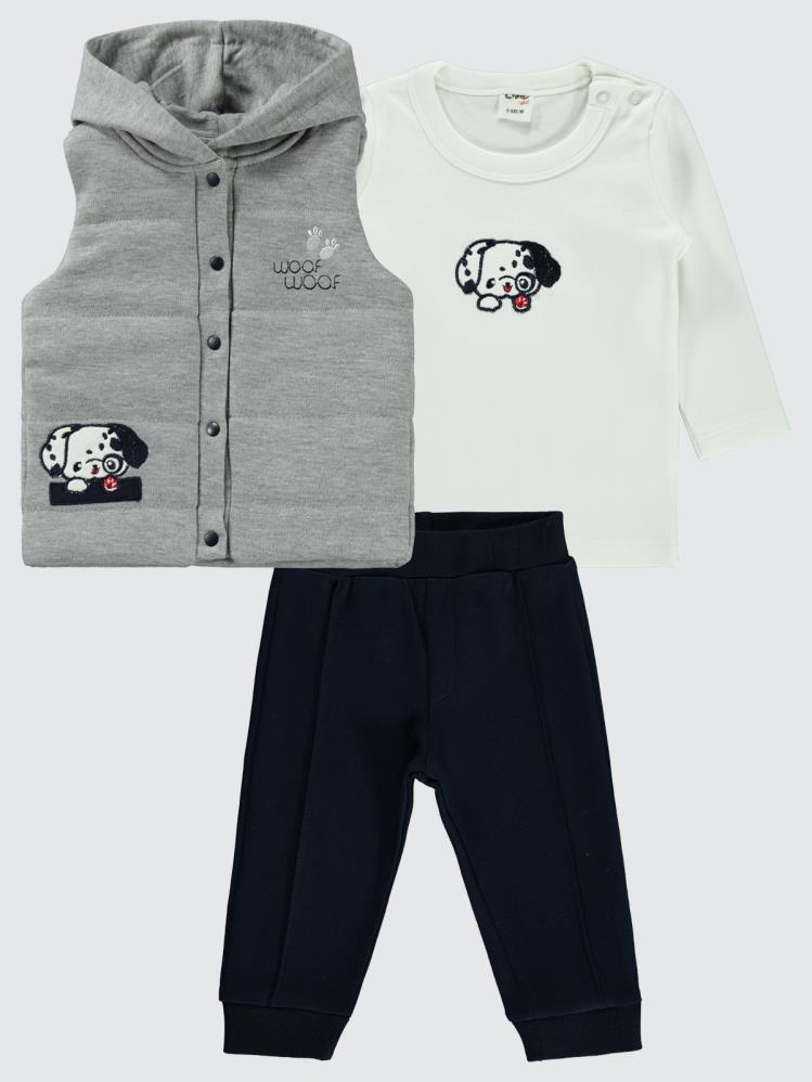 Civil Baby Köpek Nakışlı 3 Lü 6-18 Ay Takım - Lacivert