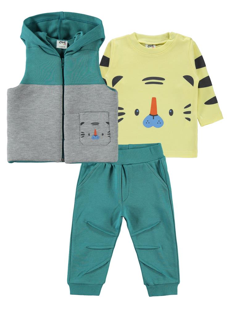Civil Baby Kaplan Baskılı 6-18 Ay Takım - Yeşil