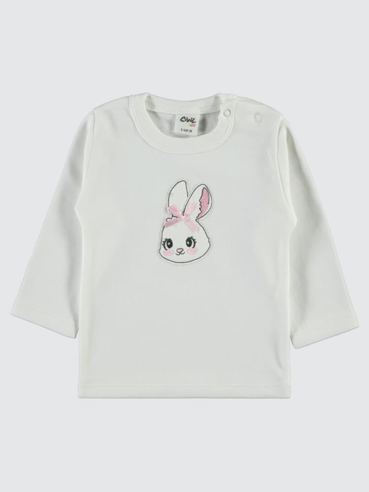 Civil Baby Puan Tavşan Nakışlı 6-18 Ay Takım - Pembe