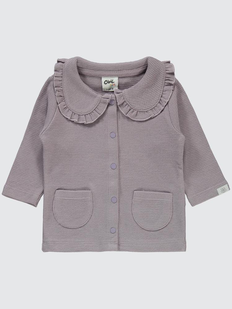 Civil Baby Patikli Yakalı Çiçek Etiketli 1-9 Ay Pijama Takımı - Lila