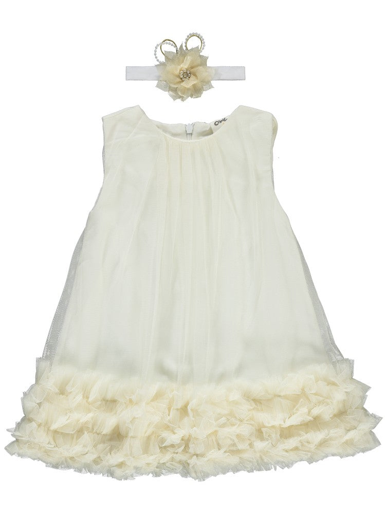 Civil Baby Eteği Fırfırlı Tül 6-18 Ay Elbise - Ekru