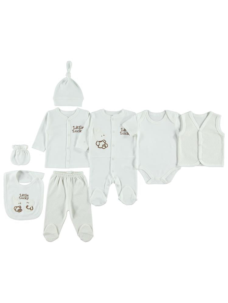 Civil Baby Tavşan Nakışlı 8 Li Zıbın Setleri - Ekru