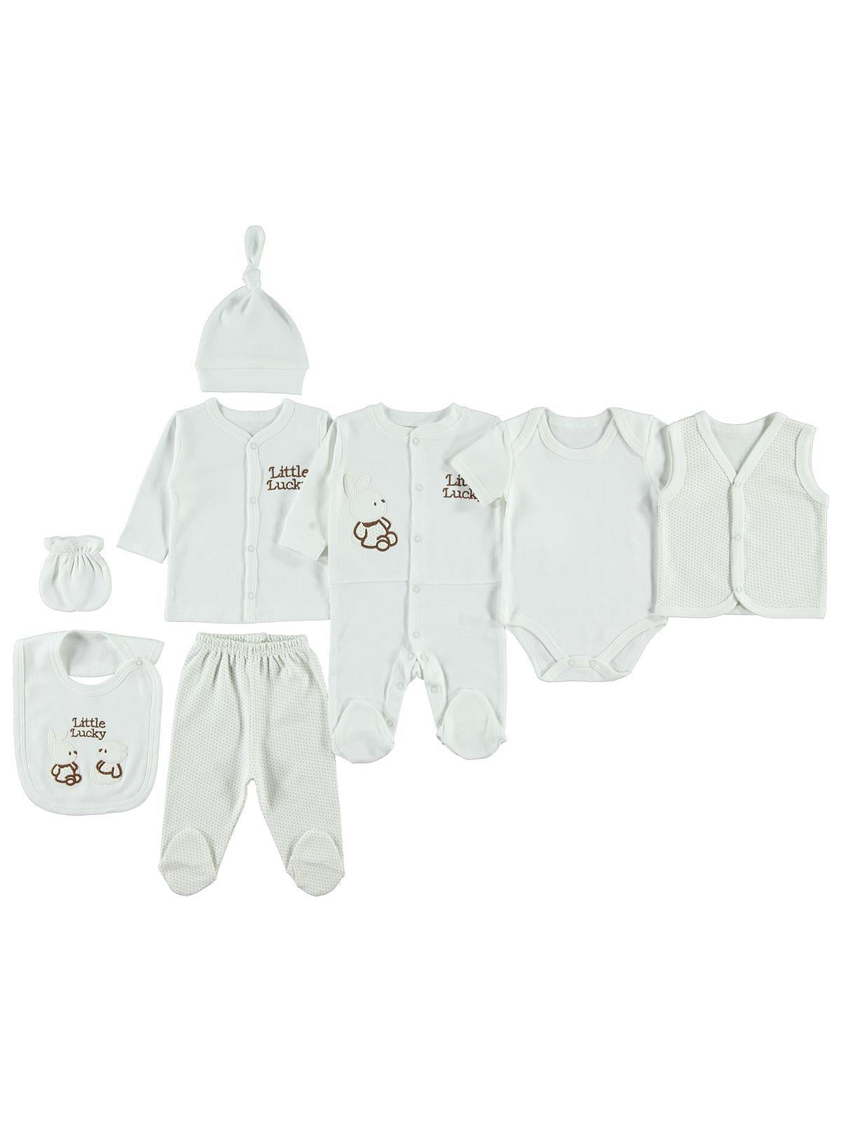 Civil Baby Tavşan Nakışlı 8 Li Zıbın Setleri - Ekru