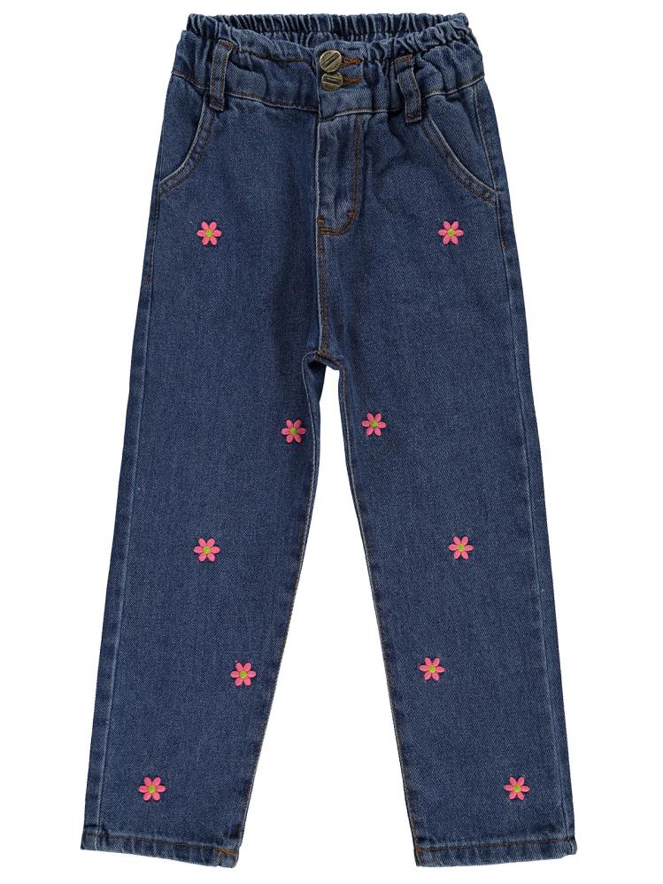 Civil Girls Papatya Nakışlı 10-13 Yaş Pantolon - Mavi