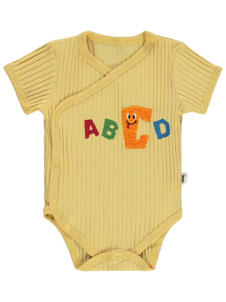 Civil Baby Harf Nakışlı 3-18 Ay Çıtçıtlı Badi - Sarı