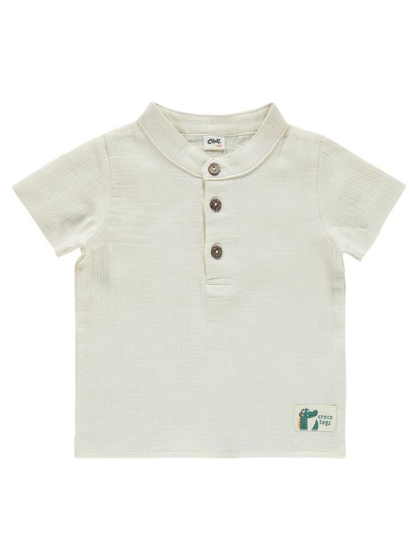 Civil Baby Kıvırcık Yaka Düğmeli Timsah Armalı 6-18 Ay Takım - Bej