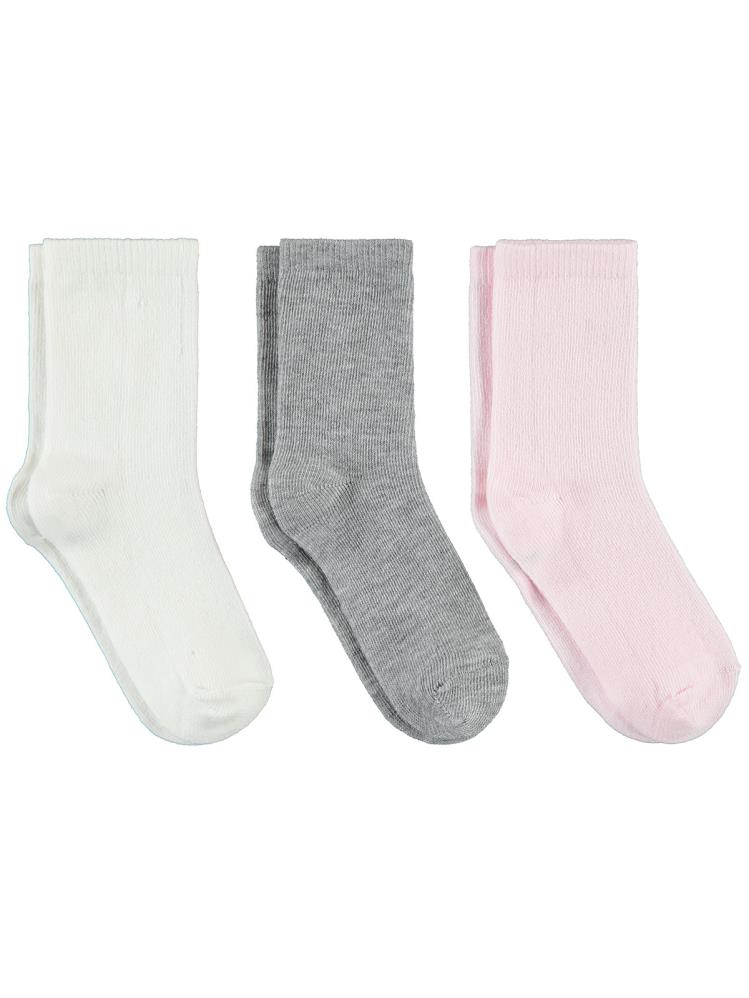 Civil Girls Düz Renkli 3 Lü Set 2-12 Yaş Soket Çorap
