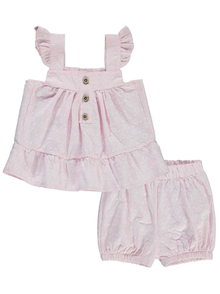 Civil Baby Düğmeli Papatya Baskılı 6-18 Ay Takım - Pembe