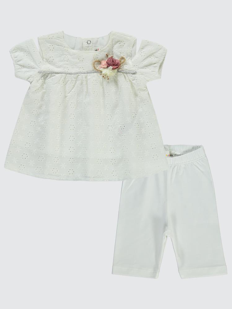 Civil Baby Brodeli 6-18 Ay Takım - Ekru