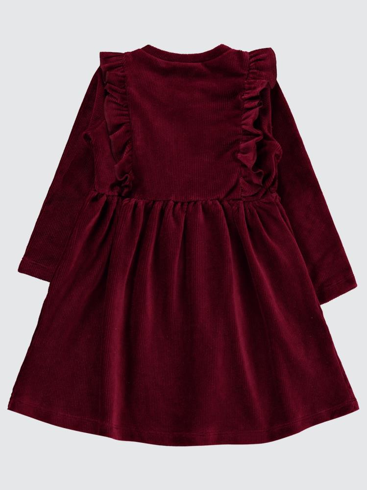 Civil Girls Fitilli Kadife 2-5 Yaş Elbise - Bordo