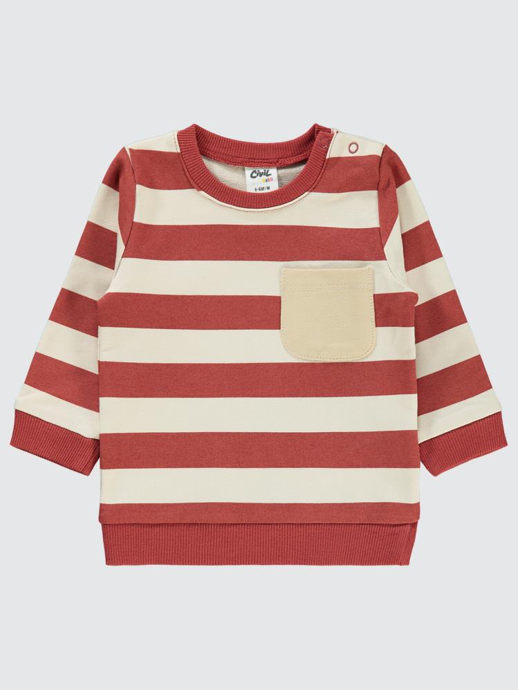Civil Baby Çizgi 6-18 Ay Sweatshirt - Turuncu