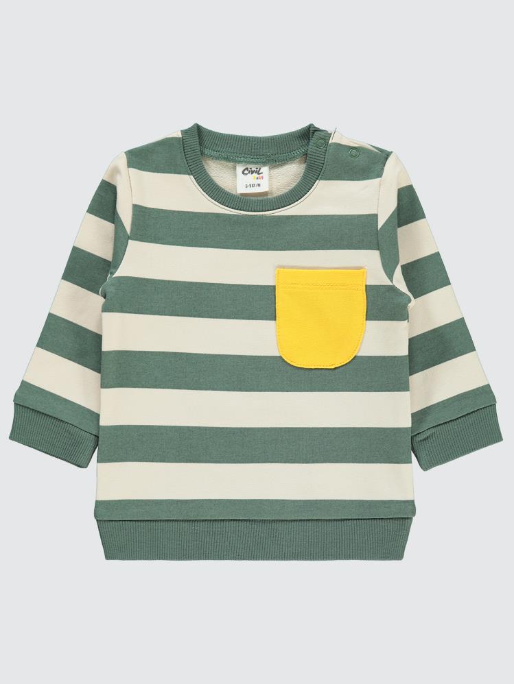 Civil Baby Çizgi 6-18 Ay Sweatshirt - Haki