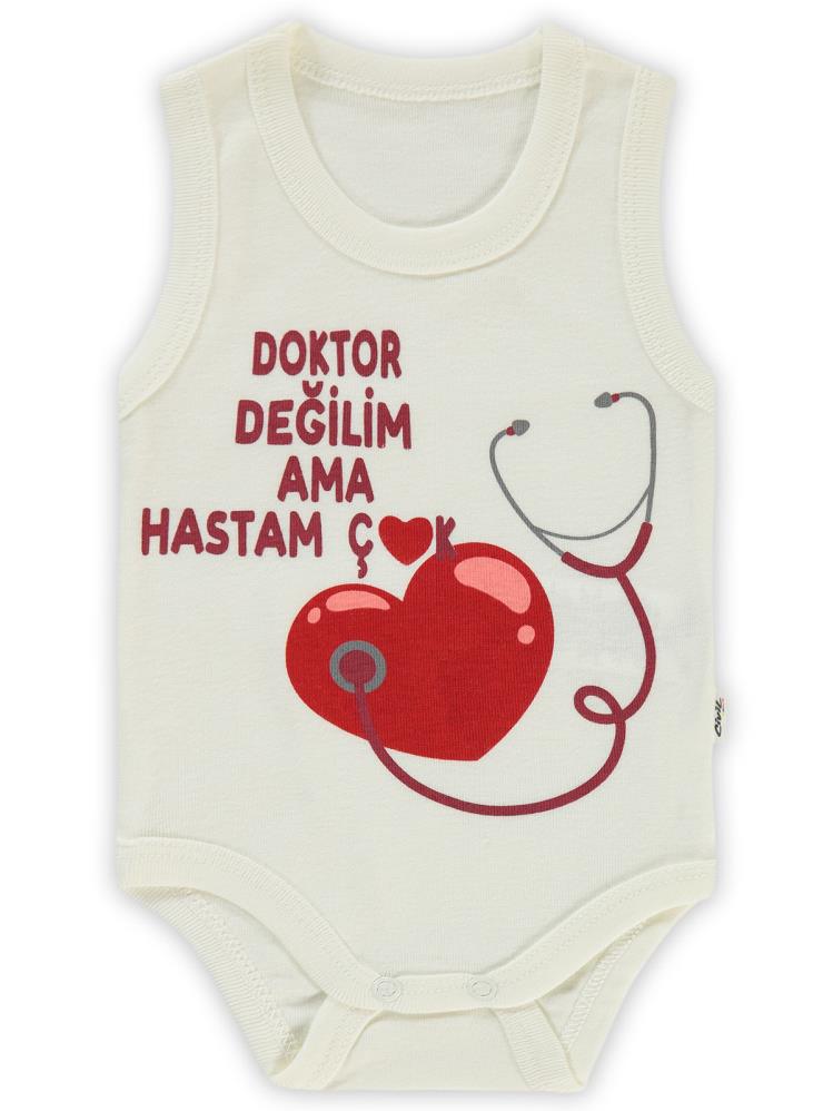 Civil Baby Doktor Baskılı Sfr.Kol 1-36 Ay Çıtçıtlı Badi - Ekru
