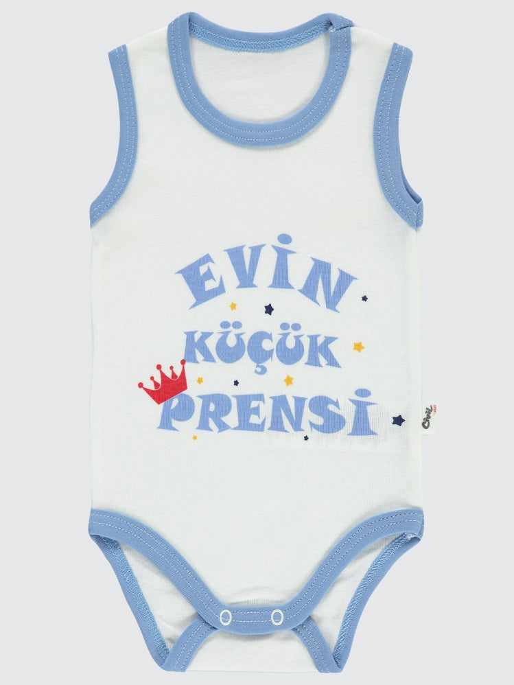 Civil Baby Evin Küçük Prensi Baskılı Sfr.Kol1-36 Ay Çıtçıtlı Badi - Mavi