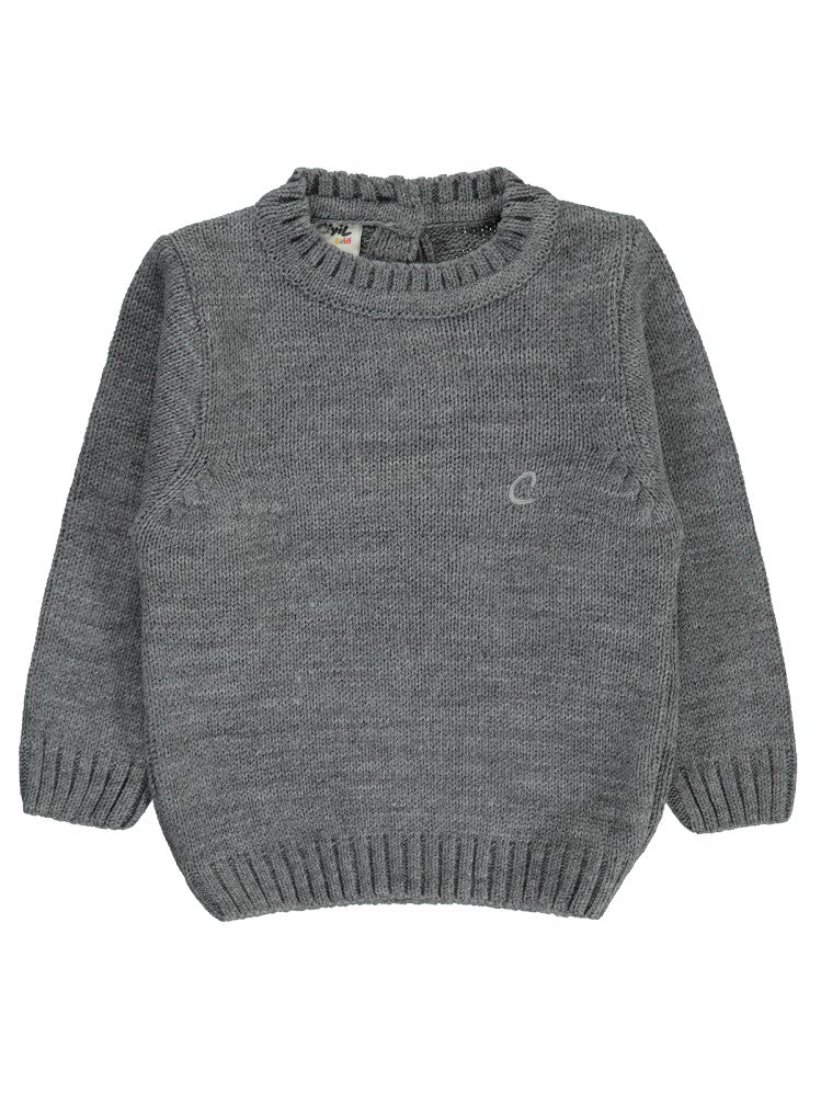 Civil Baby C Nakışlı Düz 6-18 Ay Kazak - Gri