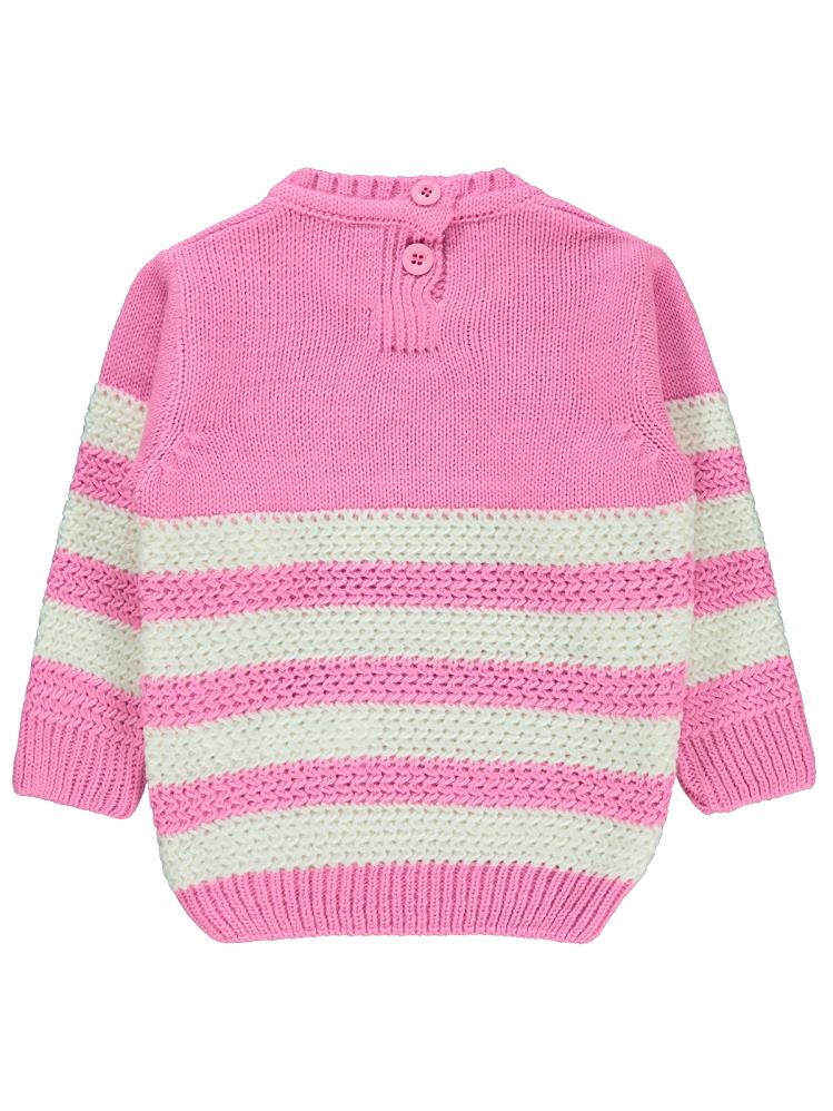 Civil Baby Triko Çizgili 6-18 Ay Kazak - Pembe