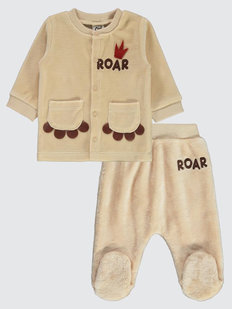 Civil Baby Roar Nakışlı 3-6 Ay Pijama Takımı - Bej